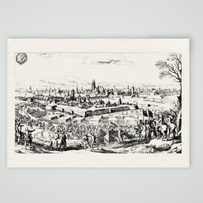 Frankfurt am Main, Einzug Gustav Adolfs 1631 – Kupferstich, Kunstdruck auf Leinenpapier