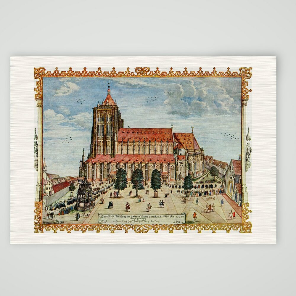Ulm, das Münster von Süden – Aquarell, Kunstdruck auf Leinenpapier