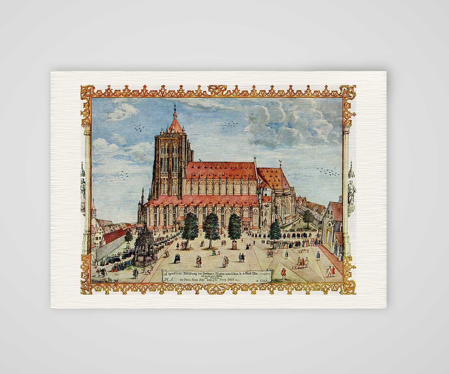Ulm, das Münster von Süden – Aquarell, Kunstdruck auf Leinenpapier