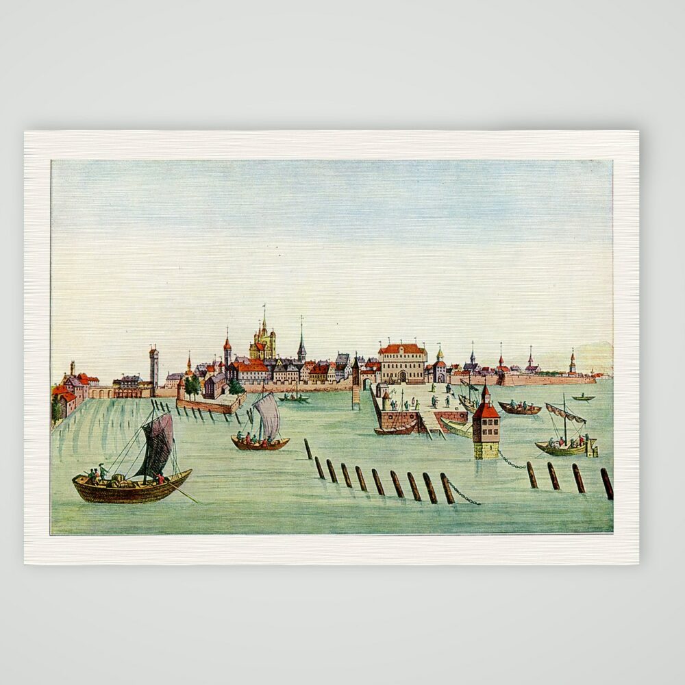 Konstanz vom Bodensee aus – Kupferstich, Kunstdruck auf Leinenpapier