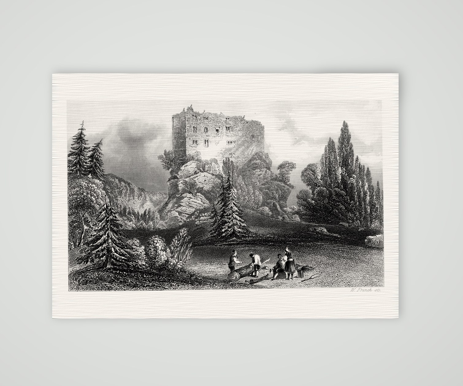Die Ruine Liebenstein – Stahlstich, Kunstdruck auf Leinenpapier