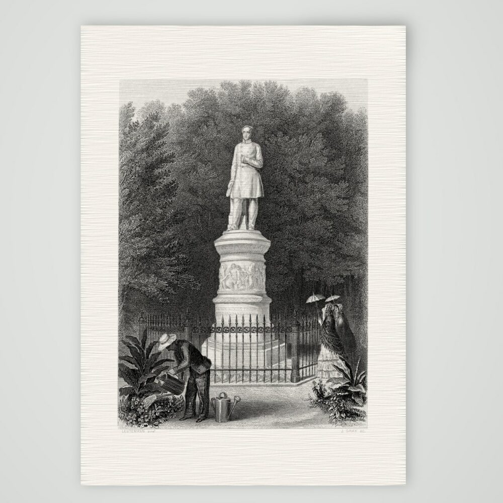 Das Denkmal Friedrich Wilhelms III. – Stahlstich, Kunstdruck auf Leinenpapier