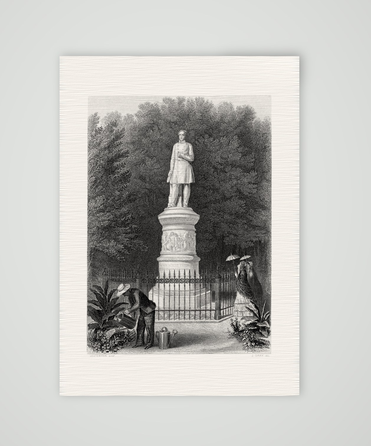 Das Denkmal Friedrich Wilhelms III. – Stahlstich, Kunstdruck auf Leinenpapier