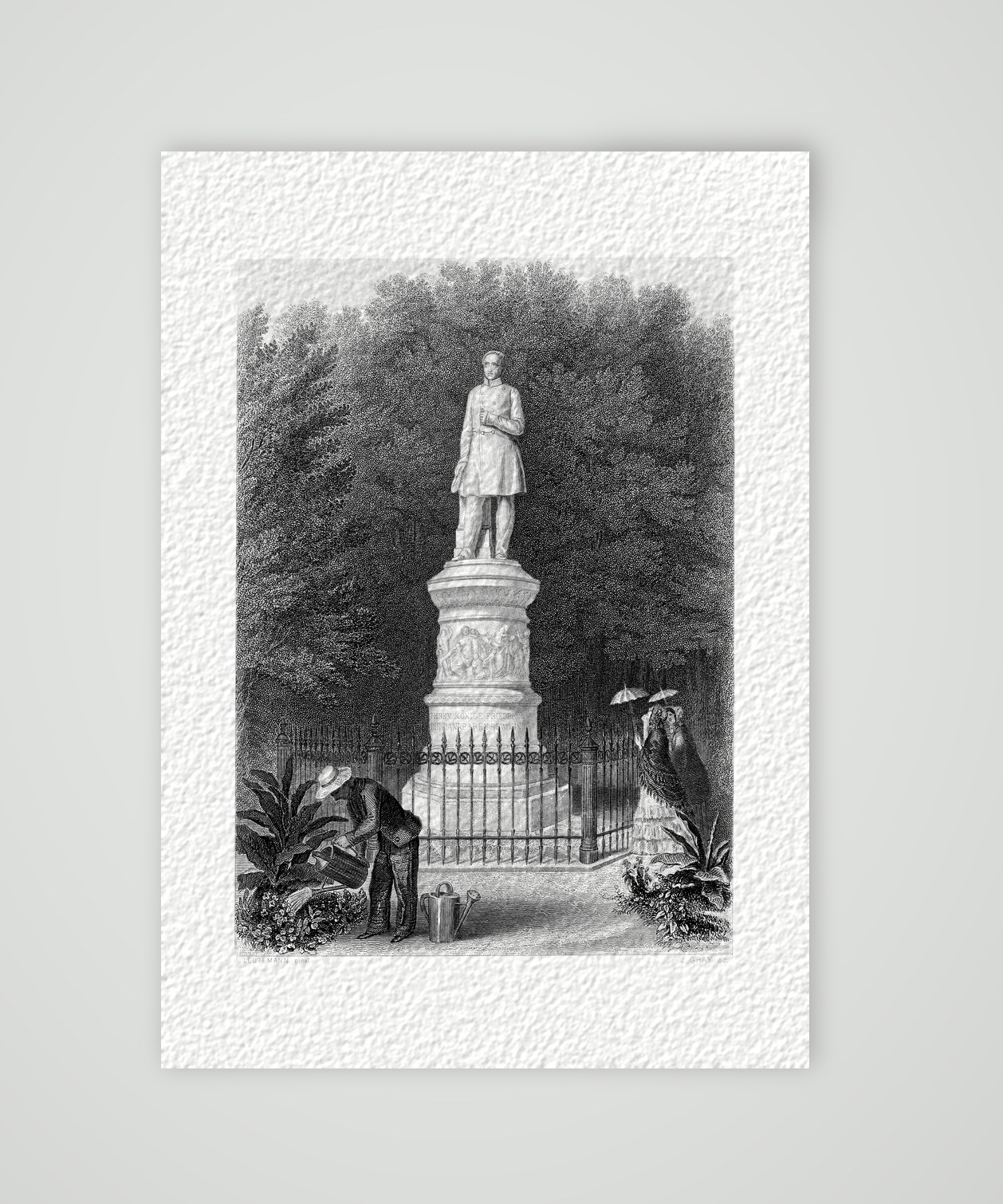 Das Denkmal Friedrich Wilhelms III. – Stahlstich, Kunstdruck auf Hahnemühle-Büttenpapier
