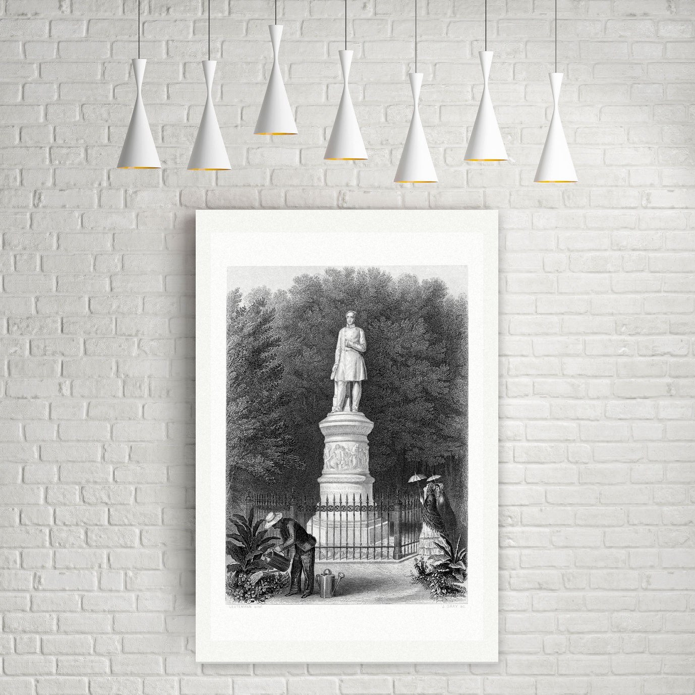 Das Denkmal Friedrich Wilhelms III. – Stahlstich, Leinwanddruck auf Holzkeilrahmen an der Wand