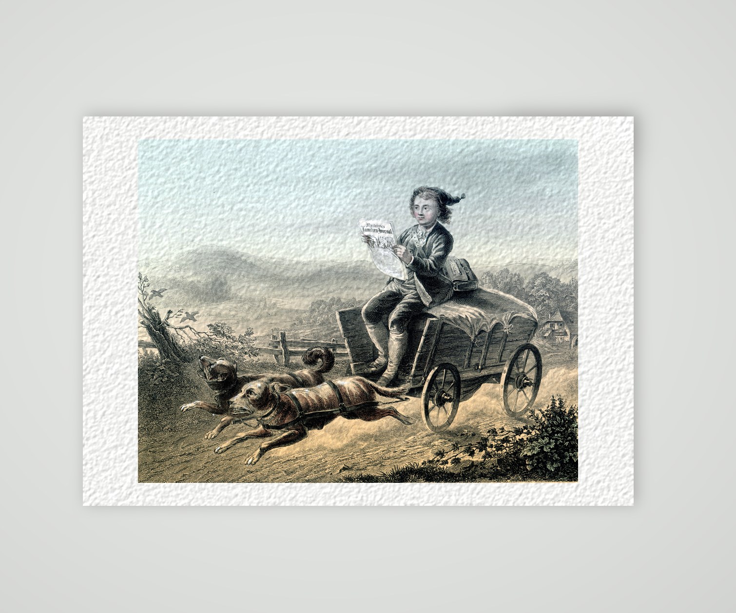 Die Dorfpost – Stahlstich, Kunstdruck auf Hahnemühle-Büttenpapier