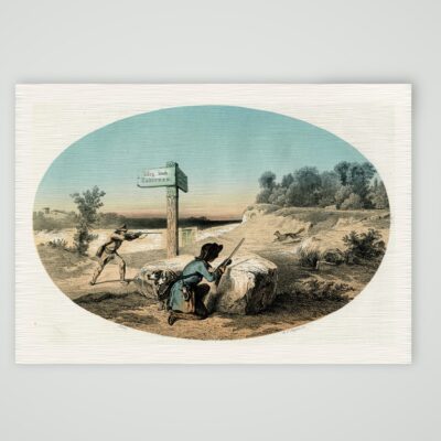 Fuchsjagd am Weg nach Todtenau – Stahlstich, Kunstdruck auf Leinenpapier