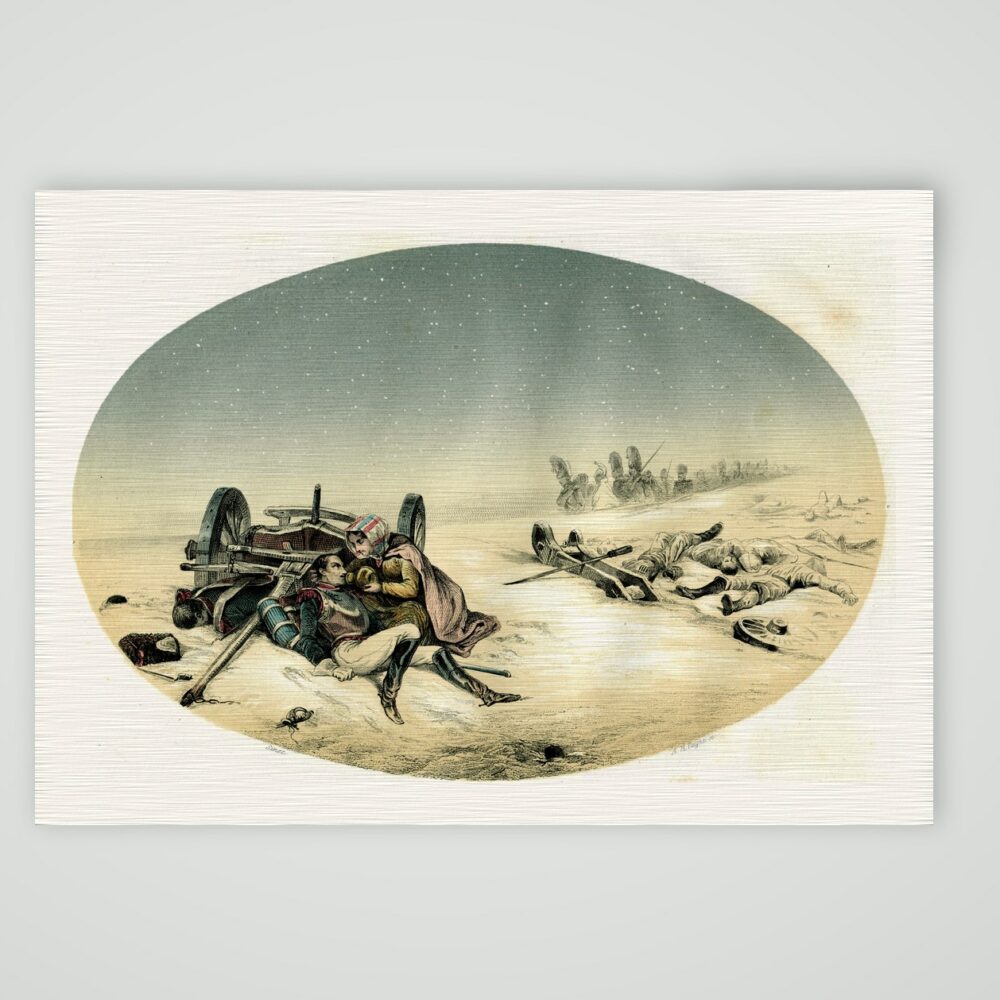 Die Retterin auf dem Schlachtfeld – Stahlstich, Kunstdruck auf Leinenpapier