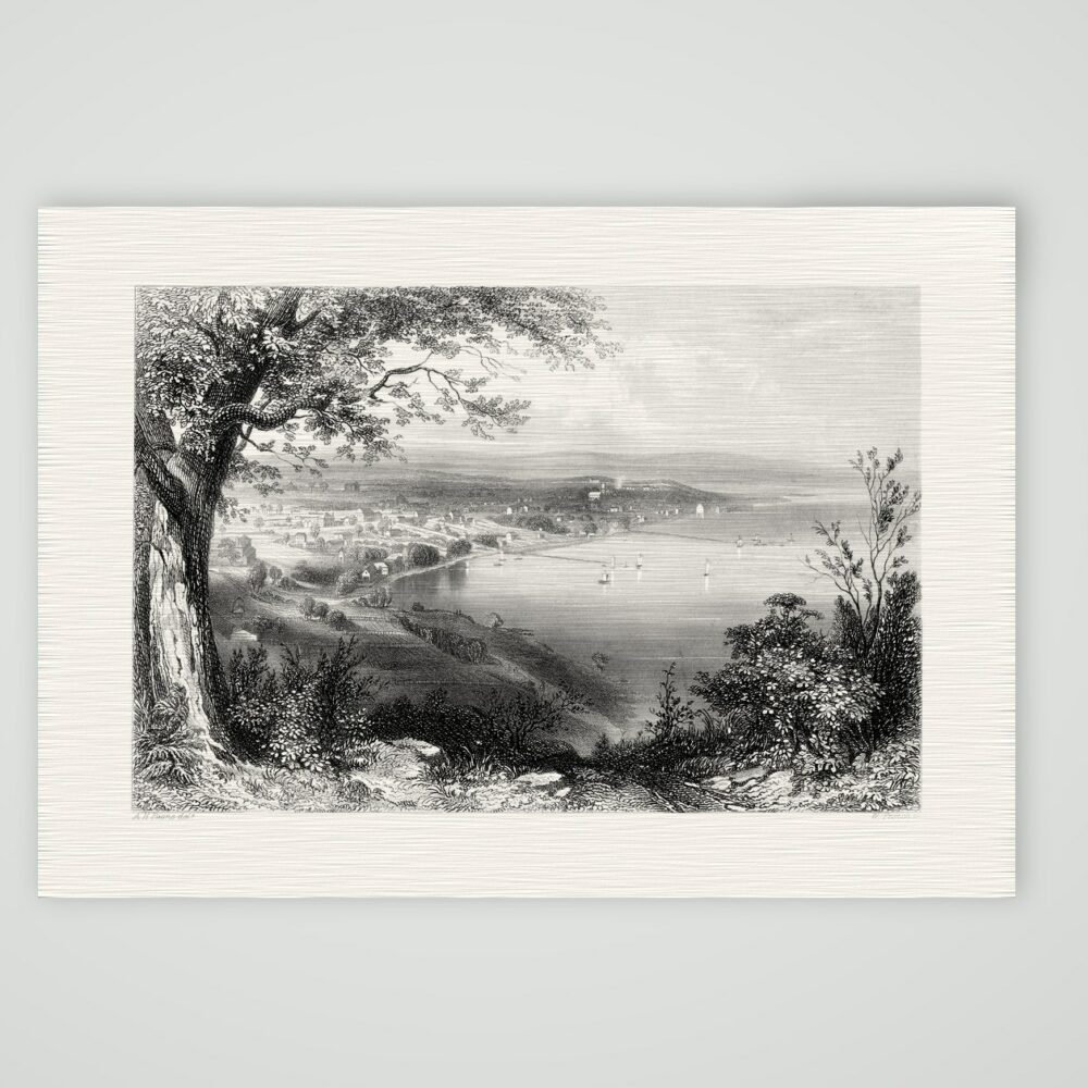 Perth in Westaustralien – Stahlstich, Kunstdruck auf Leinenpapier