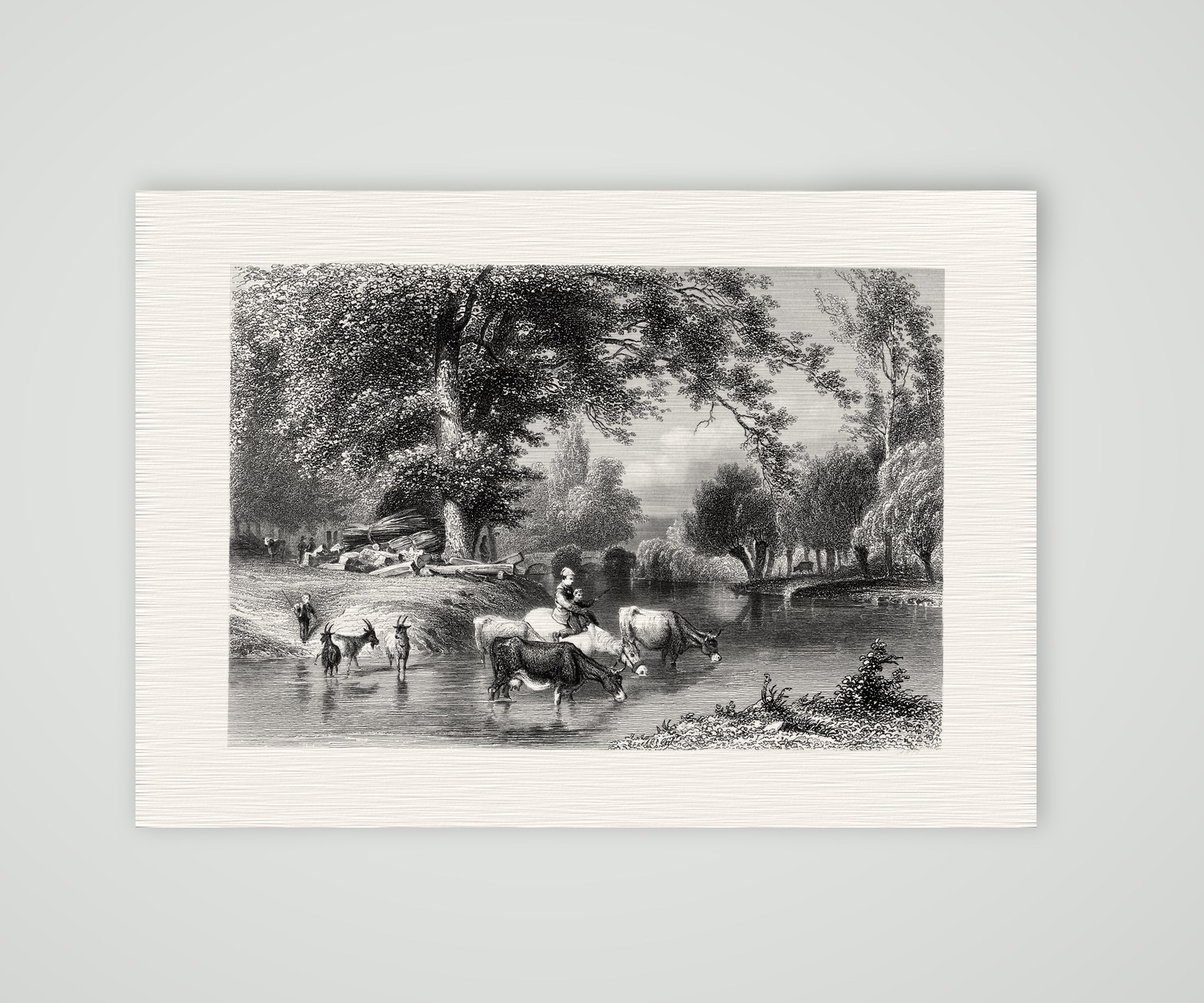 Abend am See – Stahlstich, Kunstdruck auf Leinenpapier