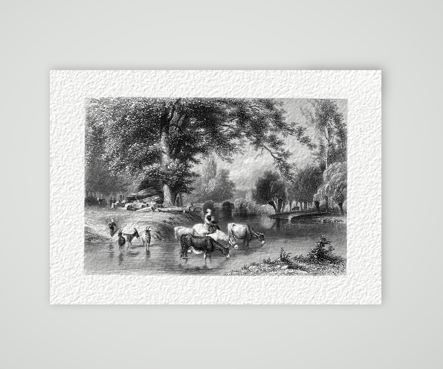Abend am See – Stahlstich, Kunstdruck auf Hahnemühle-Büttenpapier