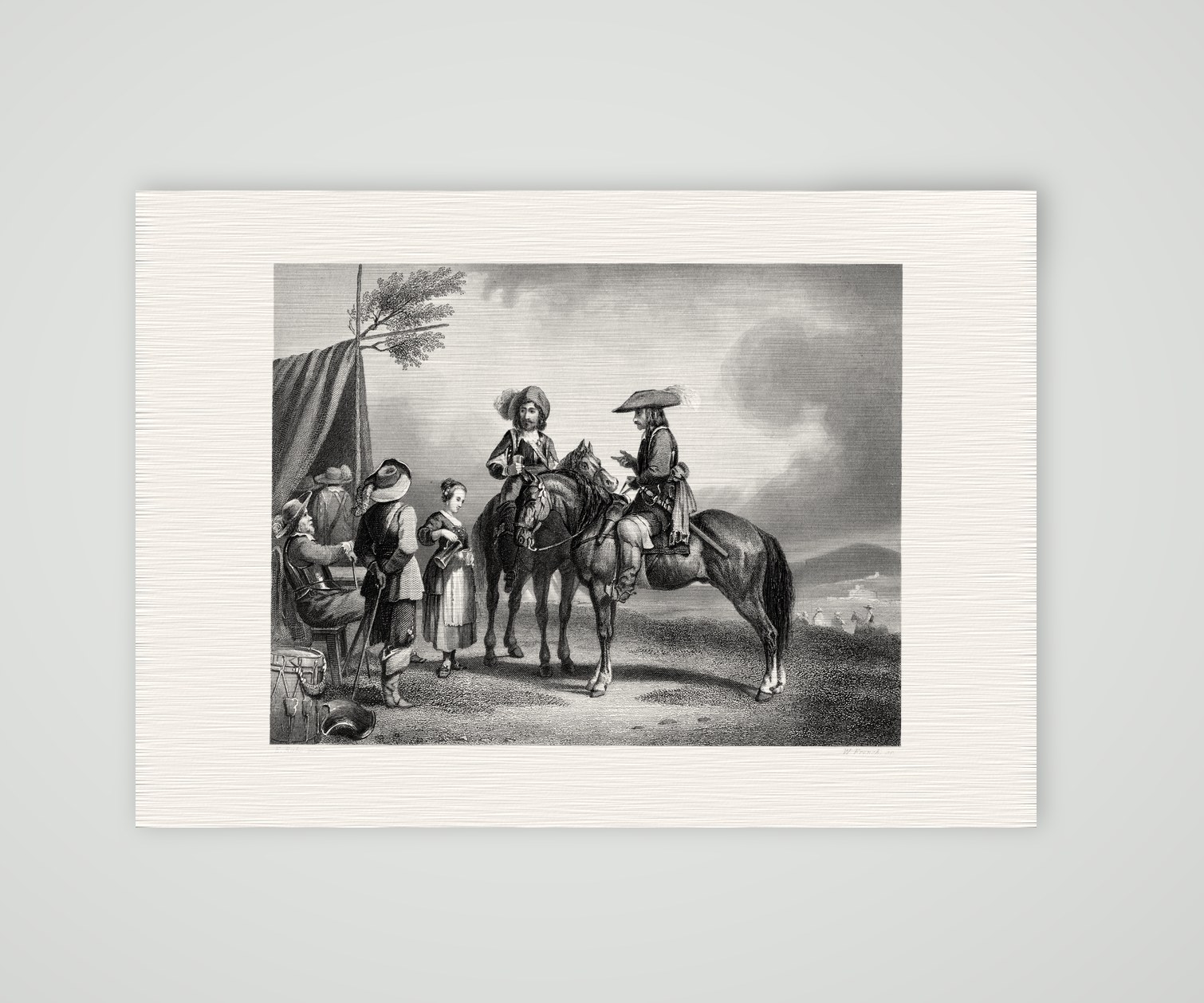 Holkische Reiter – Stahlstich, Kunstdruck auf Leinenpapier