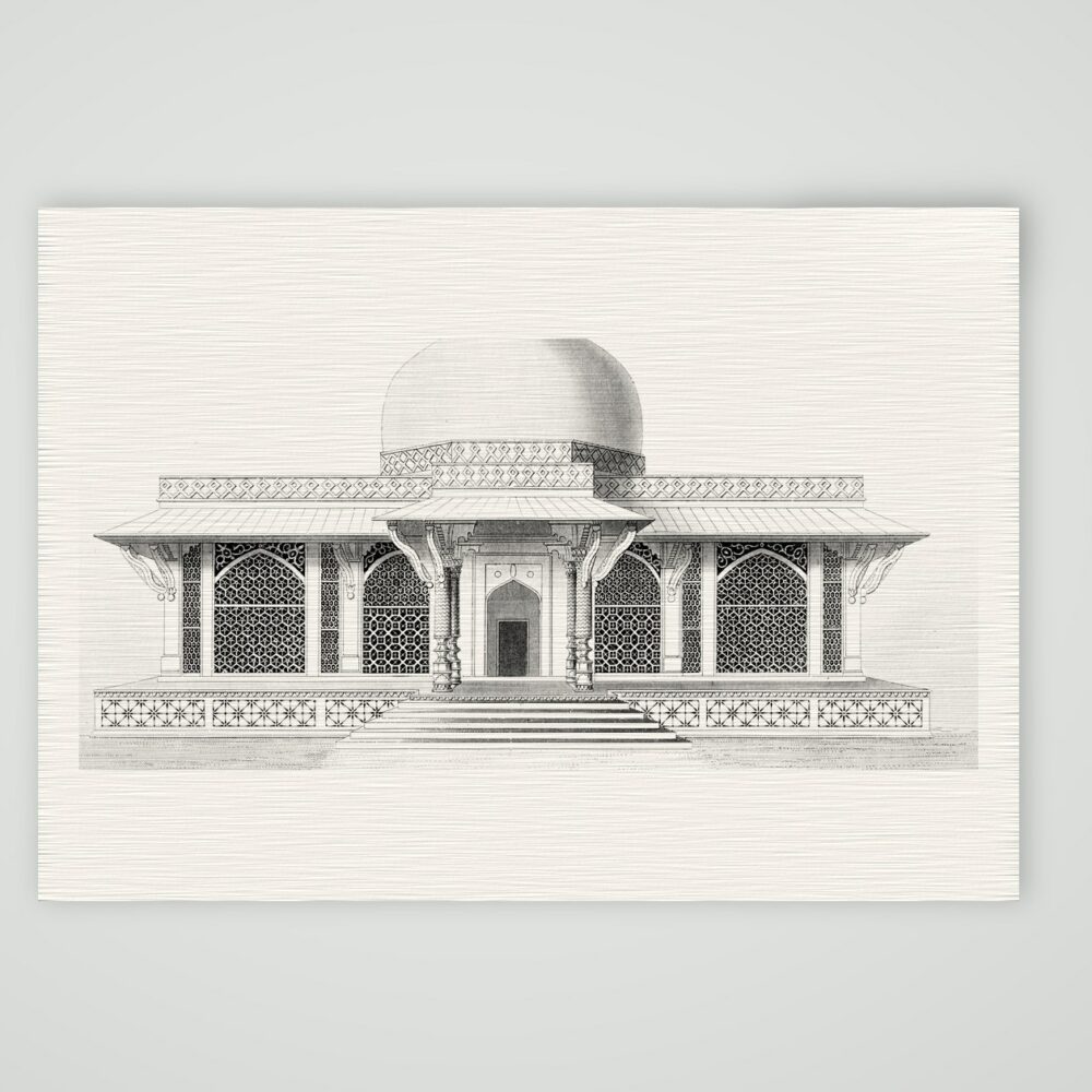 Fatehpur Sikri, Grabmal des Scheichs Selim Chishti – Stahlstich, Kunstdruck auf Leinenpapier