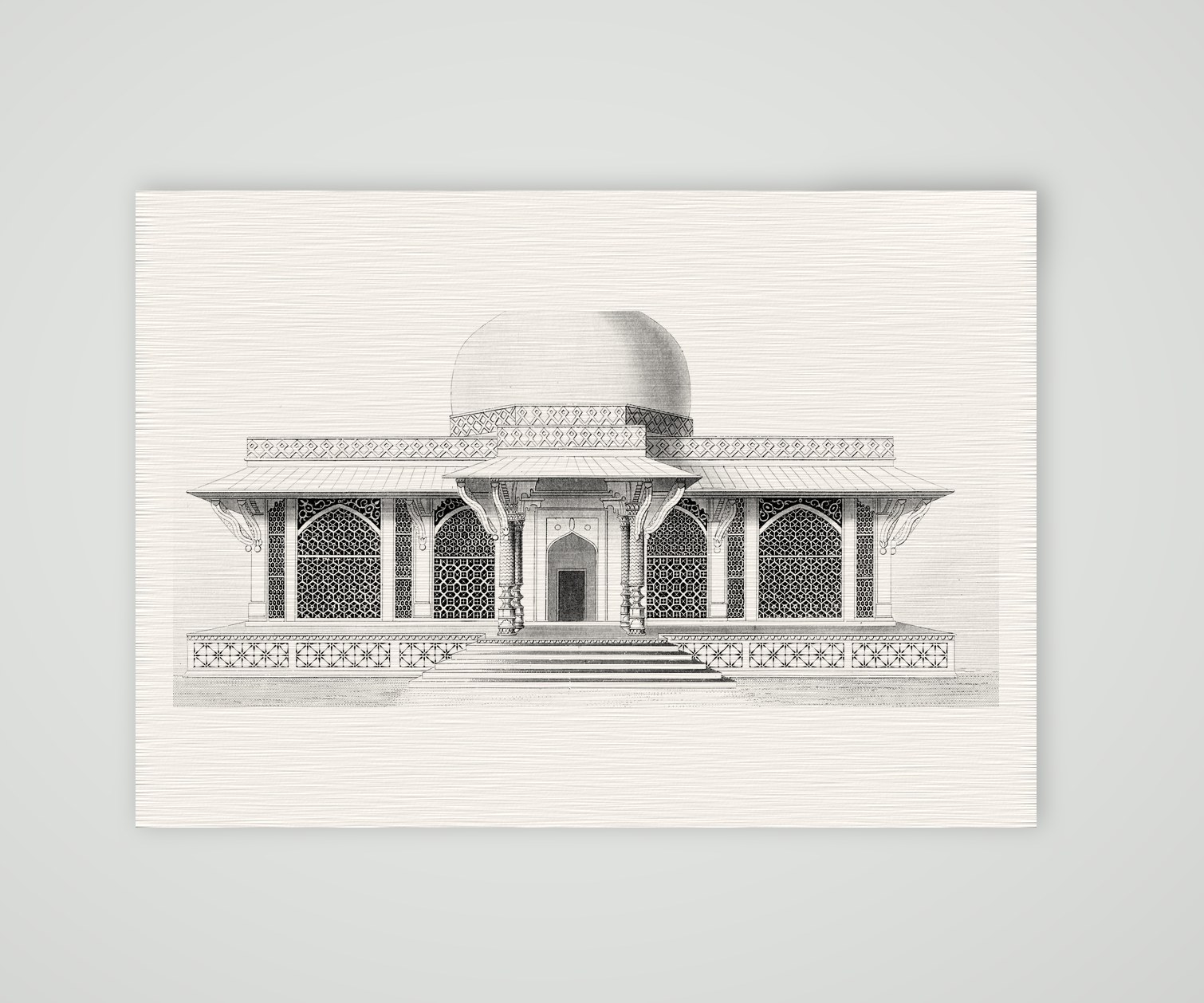 Fatehpur Sikri, Grabmal des Scheichs Selim Chishti – Stahlstich, Kunstdruck auf Leinenpapier