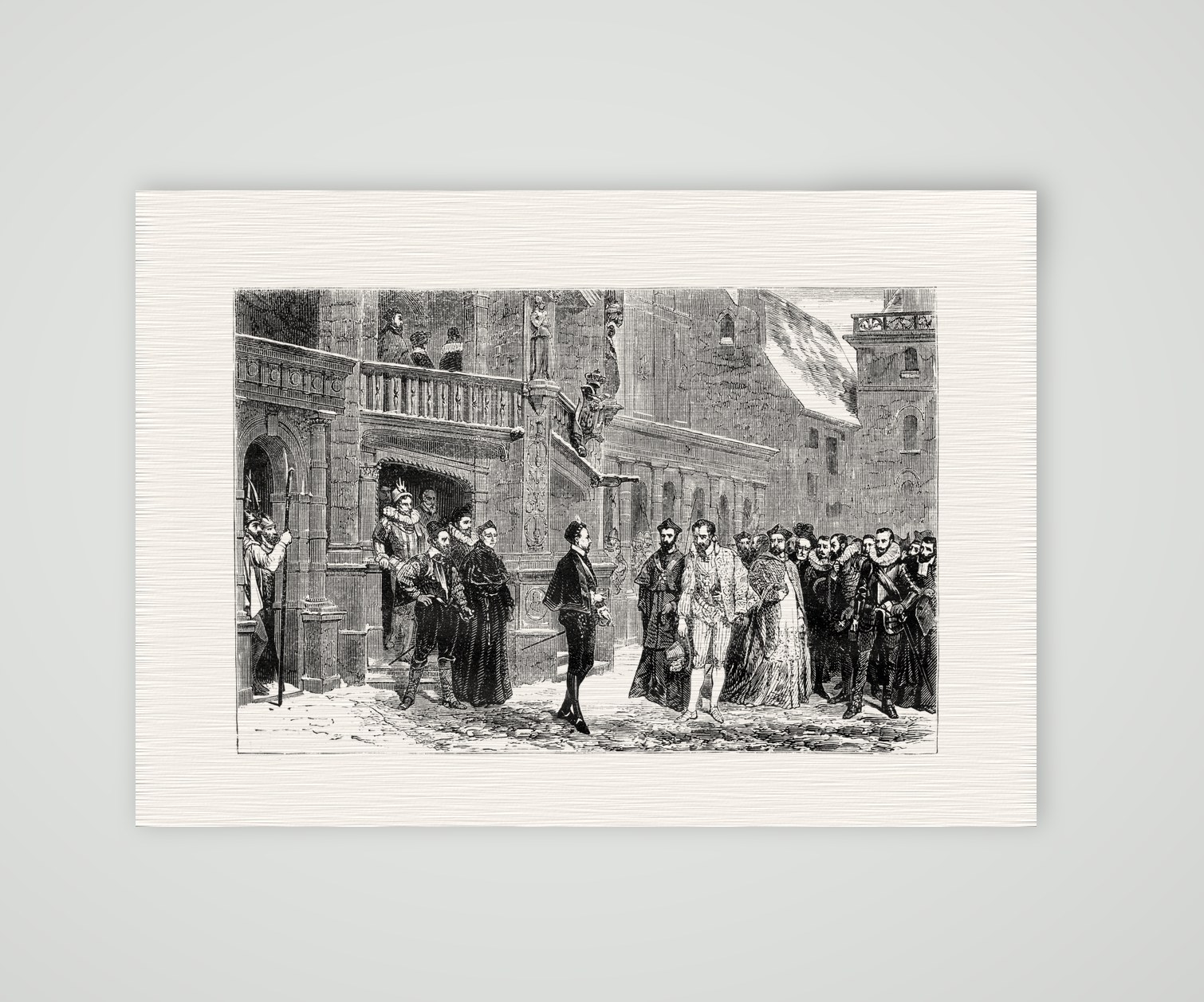 Heinrich III. empfängt den Herzog von Guise – Stahlstich, Kunstdruck auf Leinenpapier