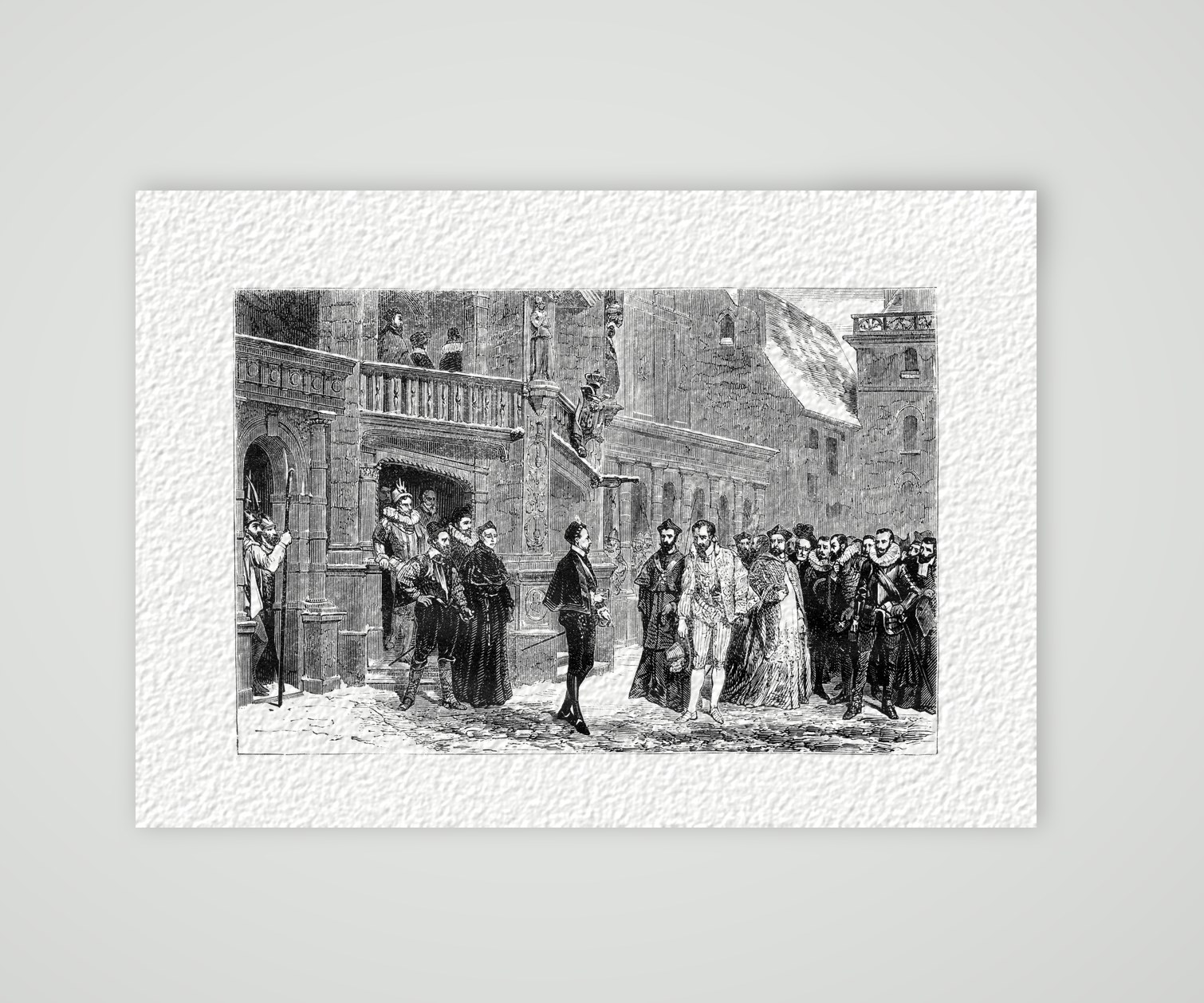Heinrich III. empfängt den Herzog von Guise – Stahlstich, Kunstdruck auf Hahnemühle-Büttenpapier