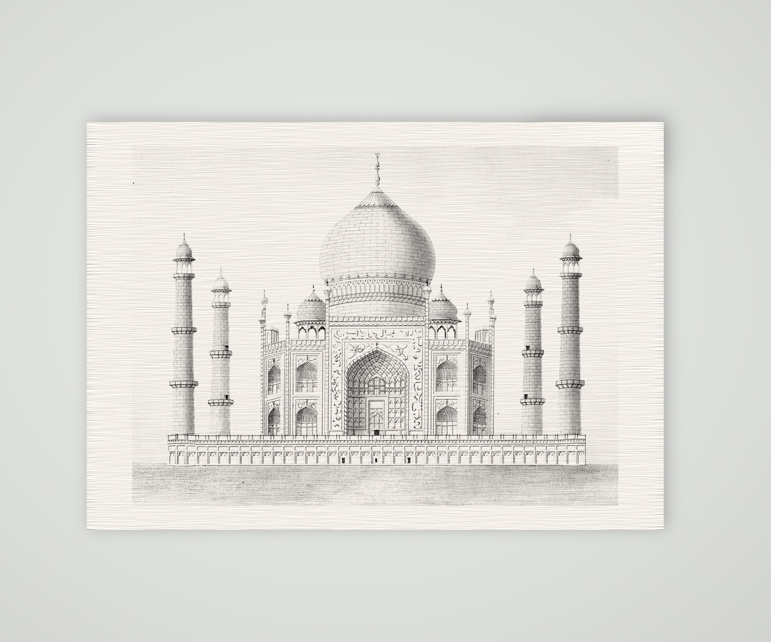 Agra, das Taj Mahal – Stahlstich, Kunstdruck auf Leinenpapier