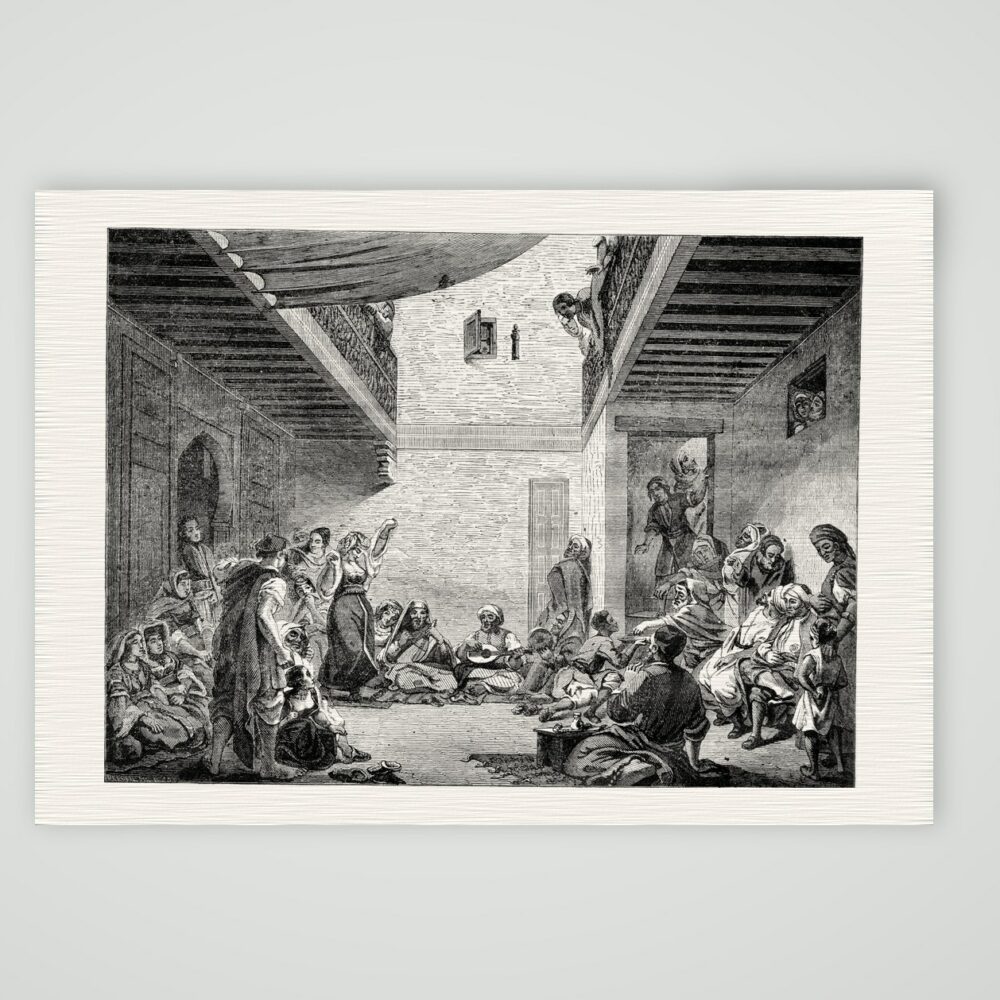 Jüdische Hochzeit in Marokko – Stahlstich, Kunstdruck auf Leinenpapier