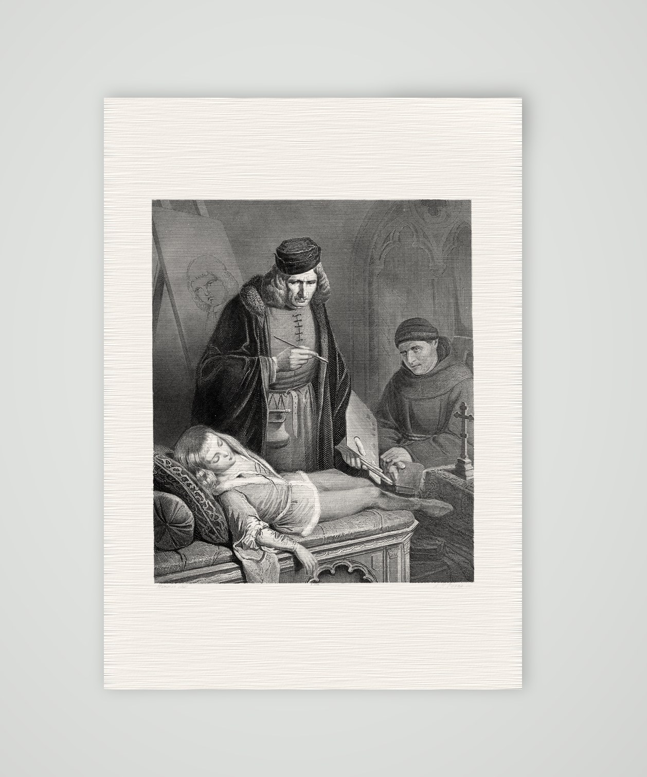 Des Vaters letzter Trost – Stahlstich, Kunstdruck auf Leinenpapier