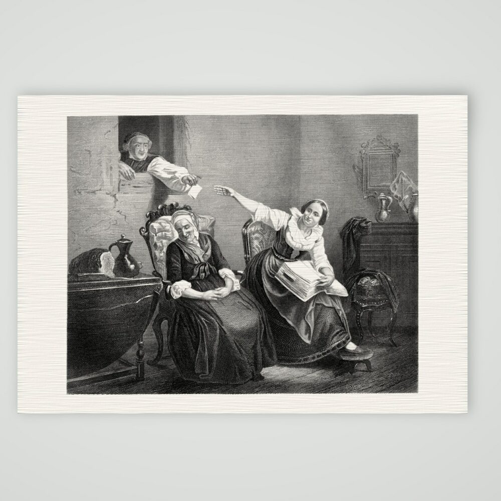 Die Bestellung – Stahlstich, Kunstdruck auf Leinenpapier