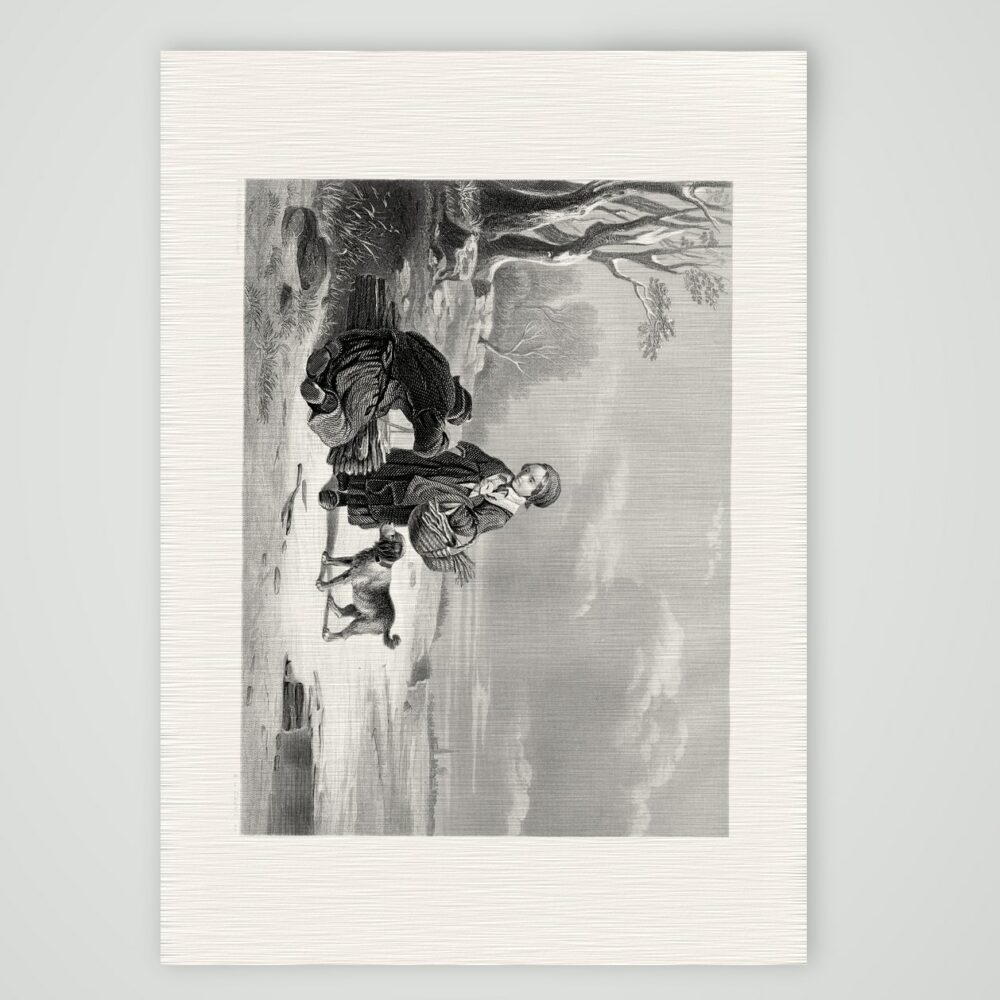 Die Holzleser – Stahlstich, Kunstdruck auf Leinenpapier