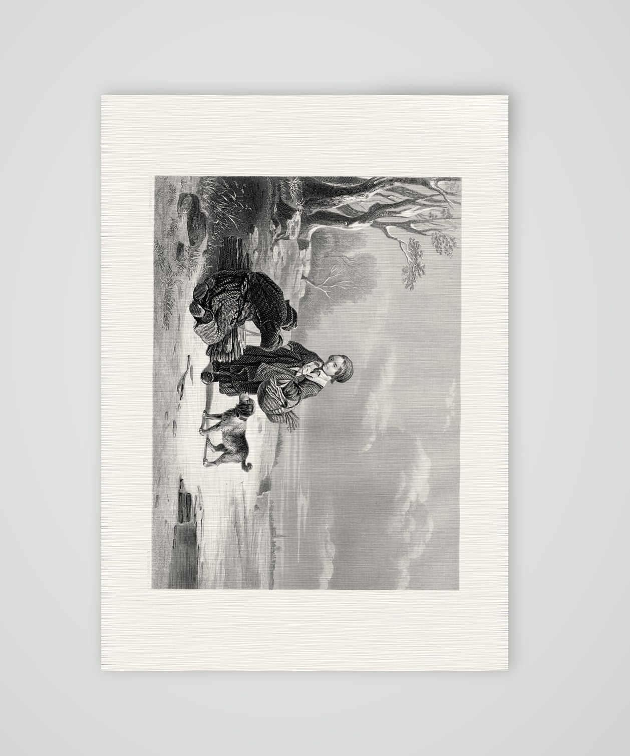 Die Holzleser – Stahlstich, Kunstdruck auf Leinenpapier