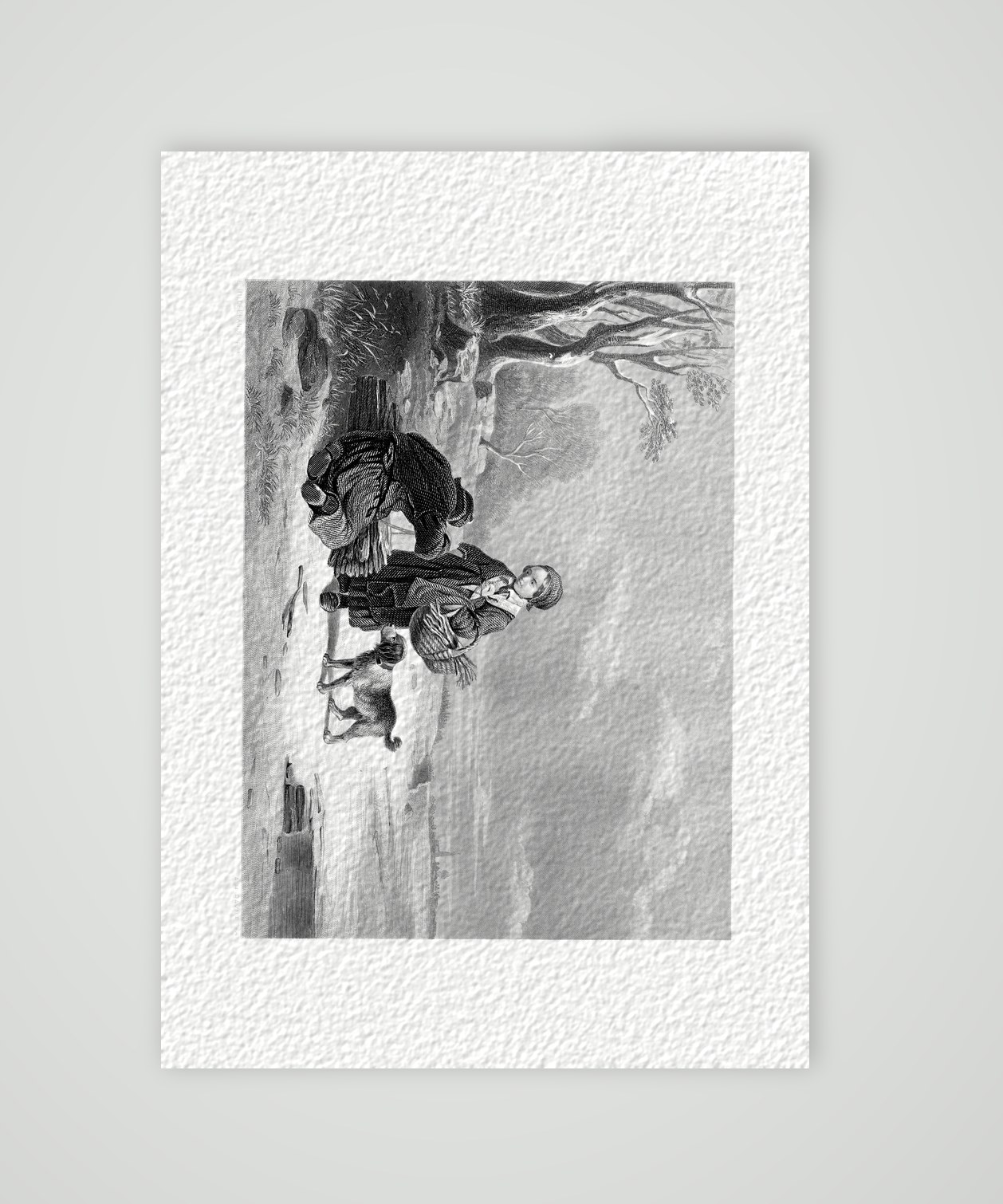 Die Holzleser – Stahlstich, Kunstdruck auf Hahnemühle-Büttenpapier