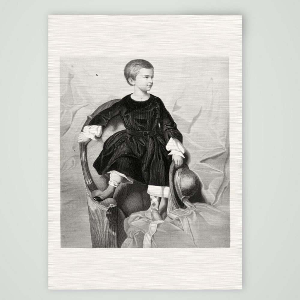 Lord Byron als Knabe – Stahlstich, Kunstdruck auf Leinenpapier