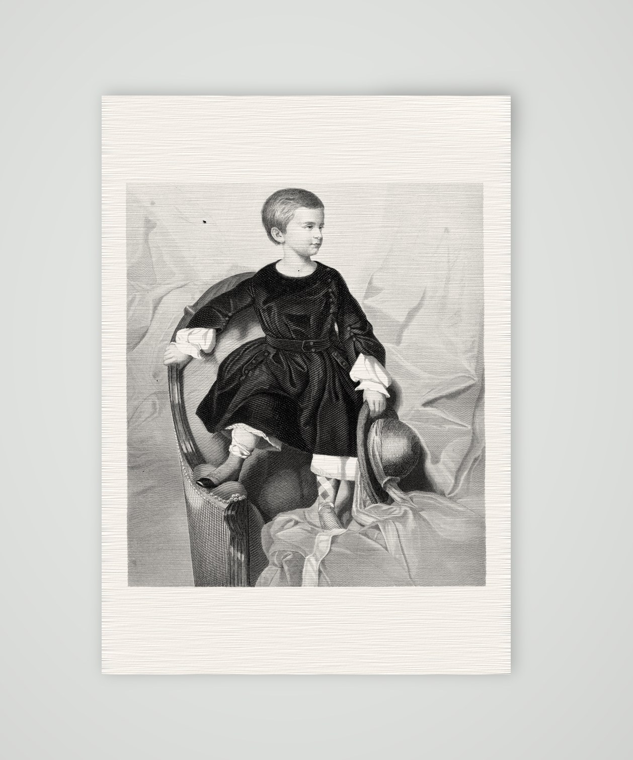 Lord Byron als Knabe – Stahlstich, Kunstdruck auf Leinenpapier