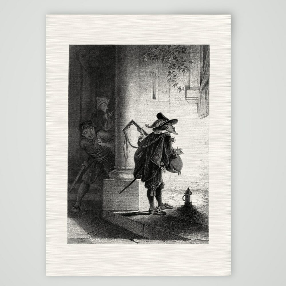 Die Serenade – Stahlstich, Kunstdruck auf Leinenpapier