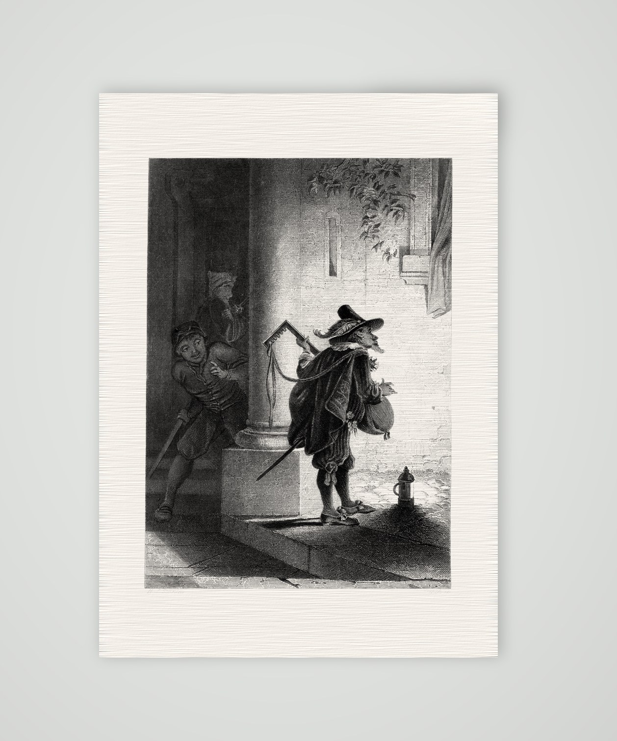 Die Serenade – Stahlstich, Kunstdruck auf Leinenpapier