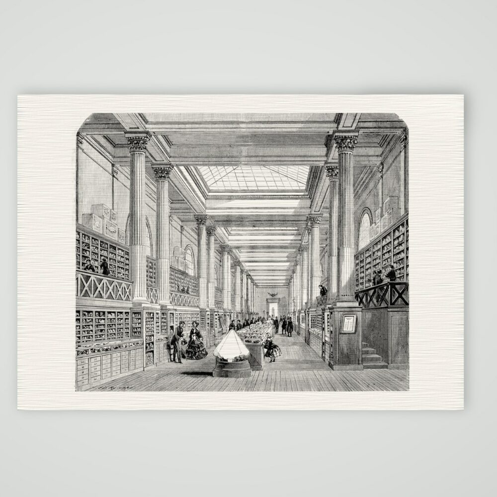Paris, Mineraliengalerie des Naturkundemuseums – Stahlstich, Kunstdruck auf Leinenpapier