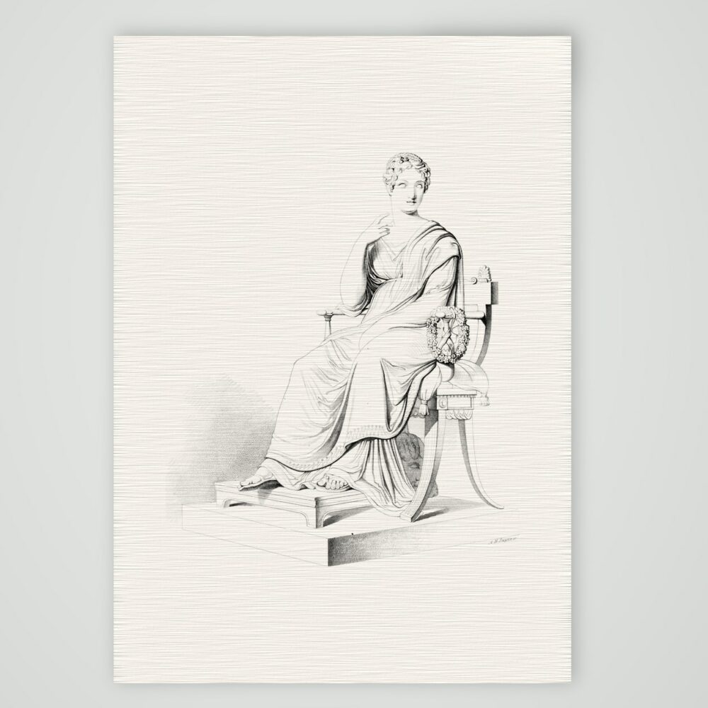 Polyhymnia – Skulptur – Stahlstich, Kunstdruck auf Leinenpapier