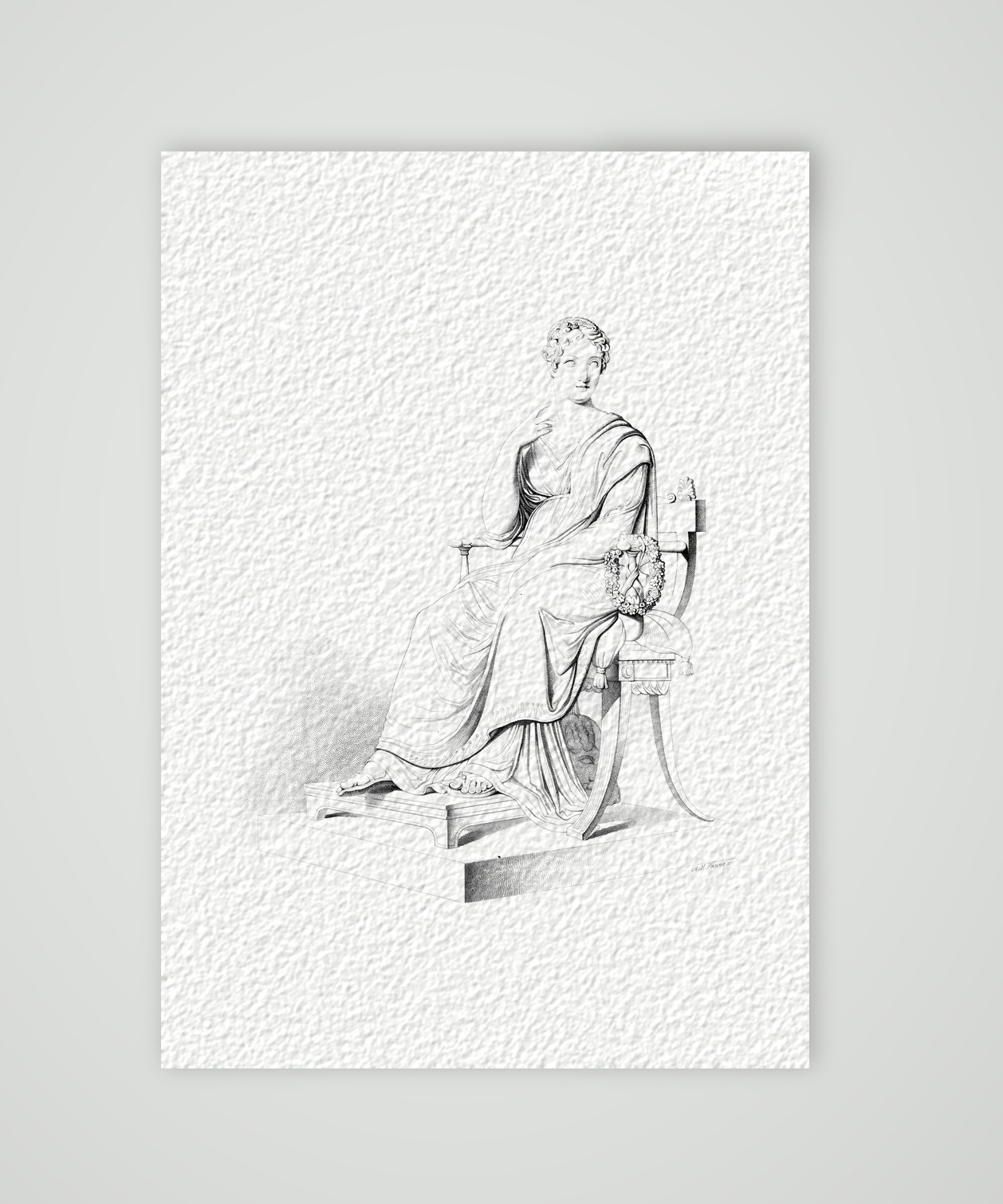 Polyhymnia – Skulptur – Stahlstich, Kunstdruck auf Hahnemühle-Büttenpapier