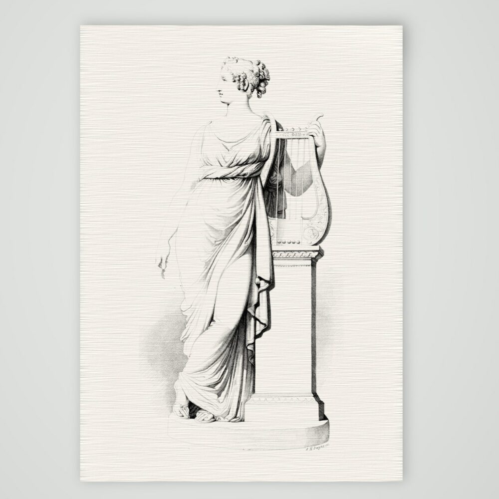 Terpsichore – Skulptur – Stahlstich, Kunstdruck auf Leinenpapier
