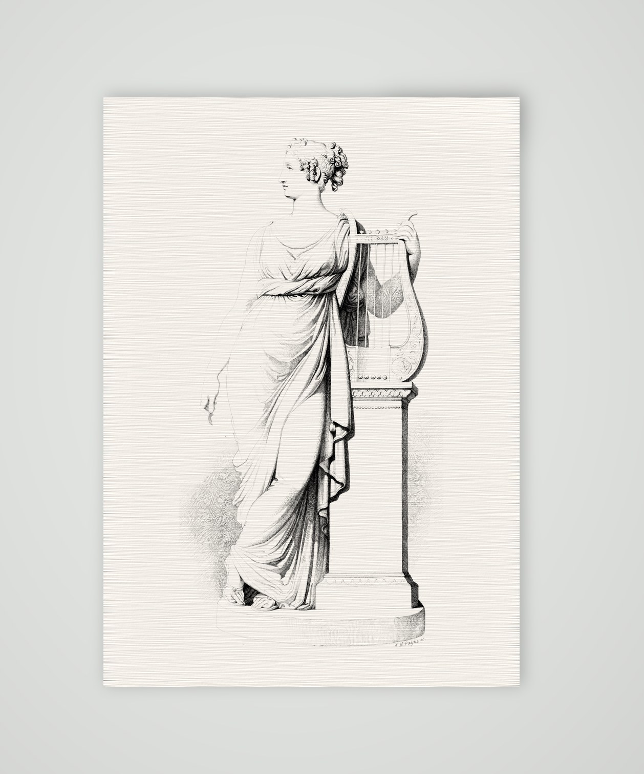 Terpsichore – Skulptur – Stahlstich, Kunstdruck auf Leinenpapier