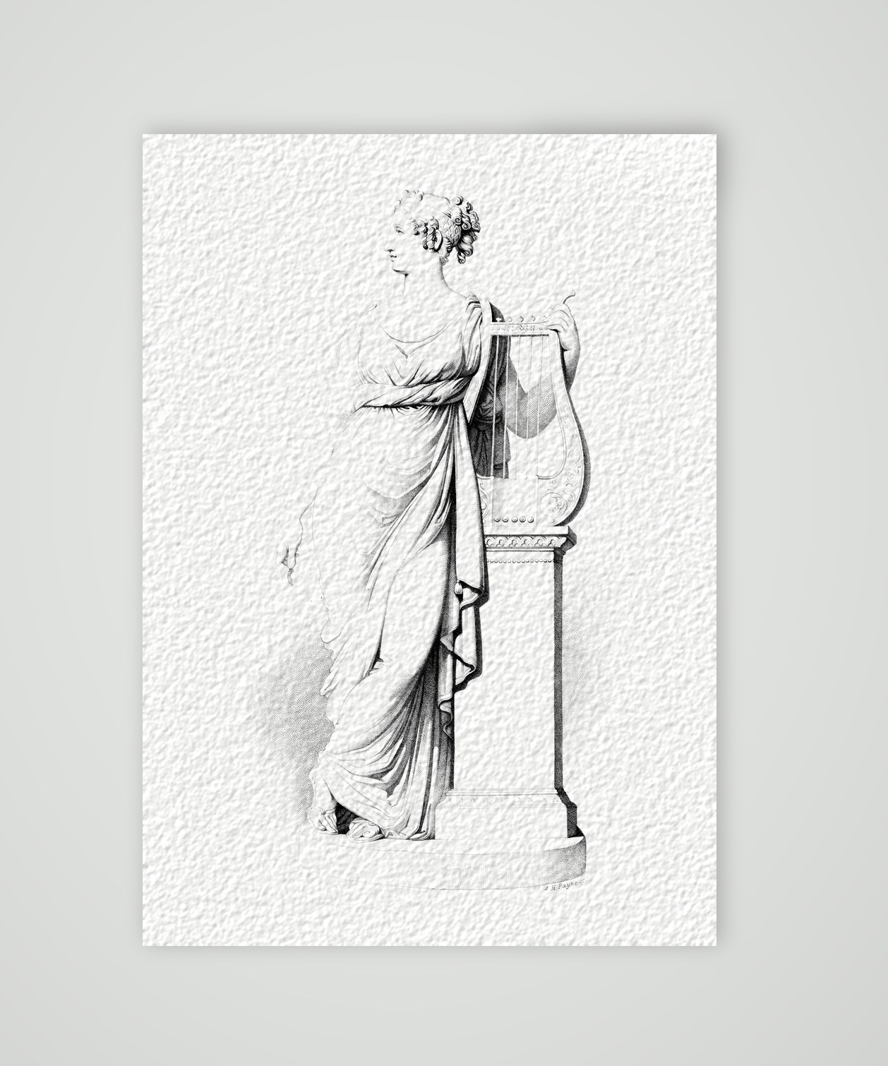 Terpsichore – Skulptur – Stahlstich, Kunstdruck auf Hahnemühle-Büttenpapier