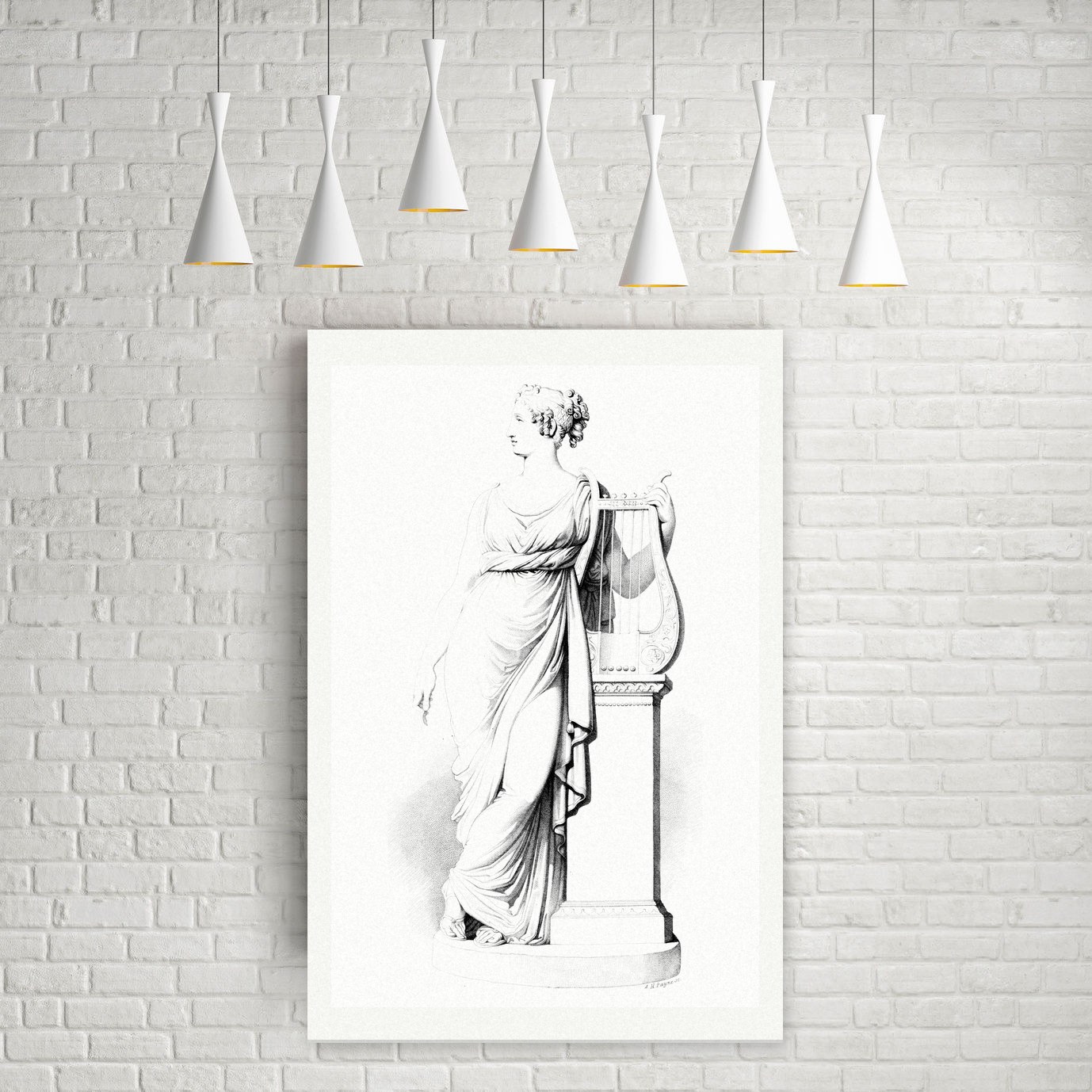 Terpsichore – Skulptur – Stahlstich, Leinwanddruck auf Holzkeilrahmen an der Wand