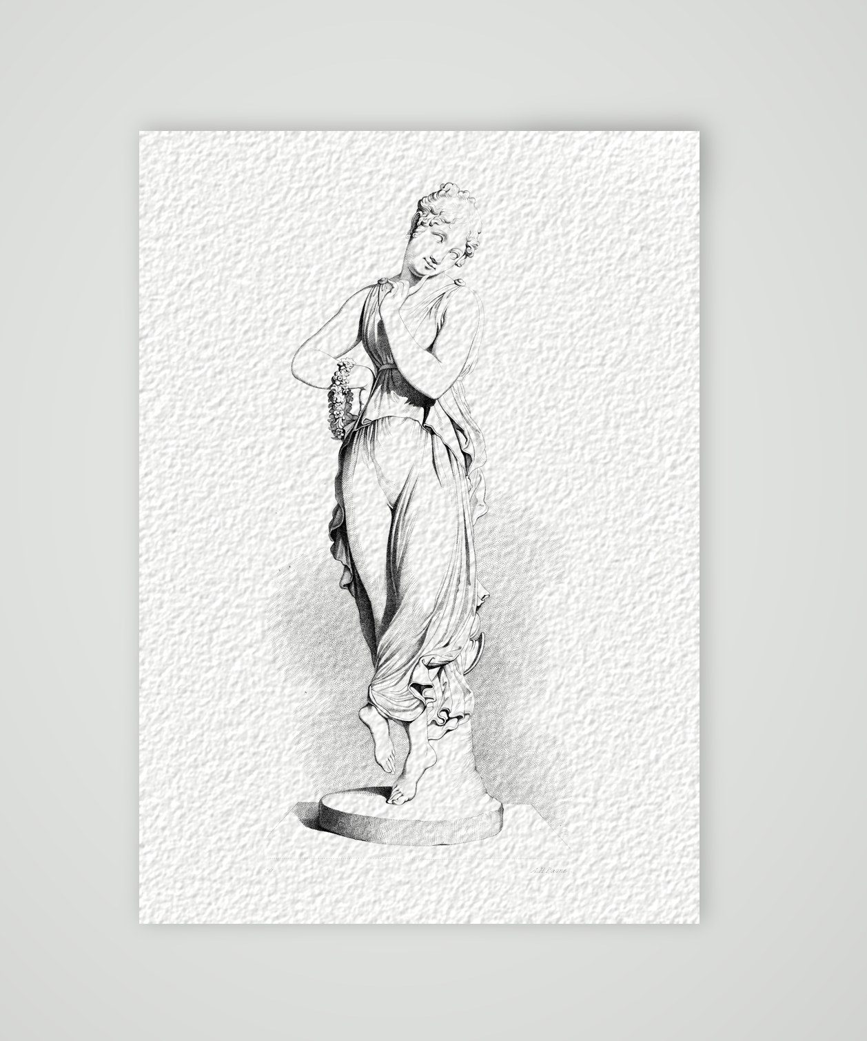Tanzendes Mädchen – Skulptur – Stahlstich, Kunstdruck auf Hahnemühle-Büttenpapier