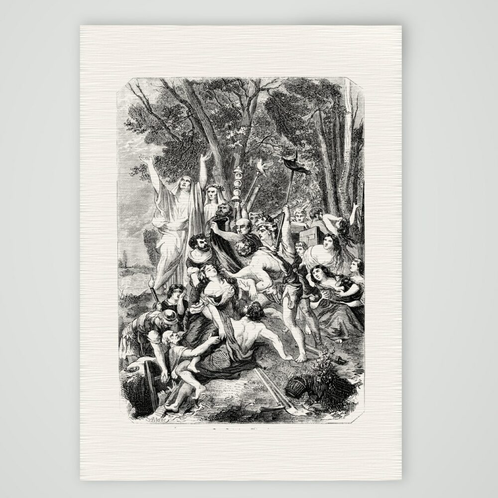 Der Tod der Minueia – Stahlstich, Kunstdruck auf Leinenpapier