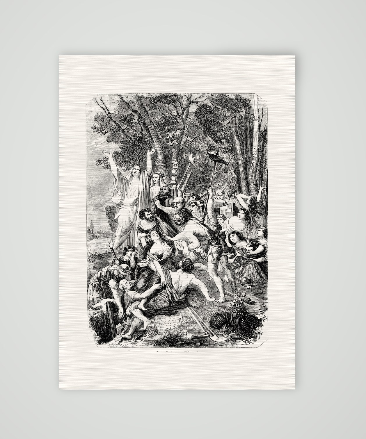 Der Tod der Minueia – Stahlstich, Kunstdruck auf Leinenpapier