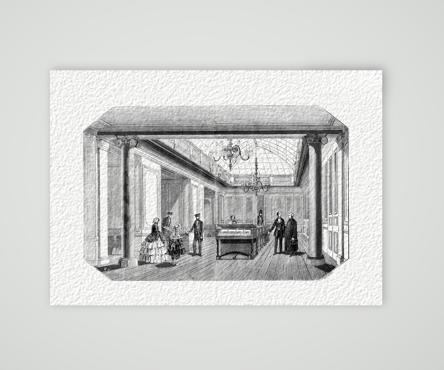Paris, Verkaufssalon der Orgelfabrik Alexander – Stahlstich, Kunstdruck auf Hahnemühle-Büttenpapier
