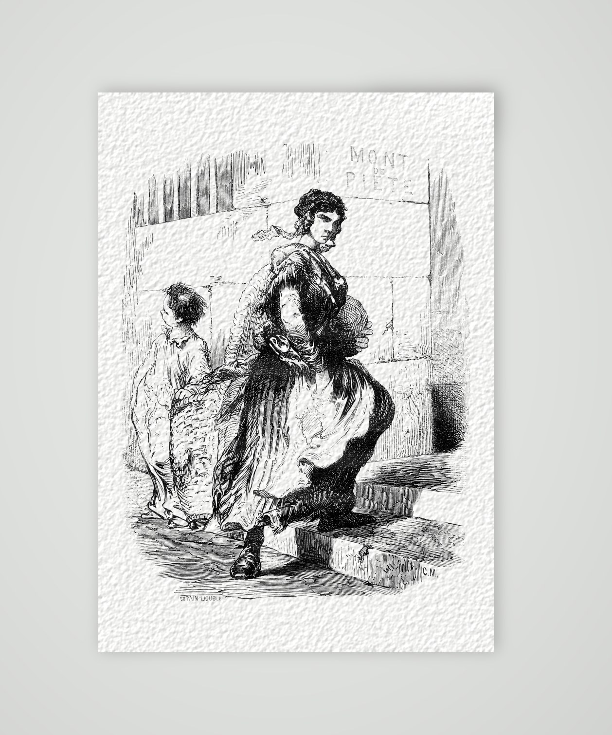 Der Weg zum Leihhaus – Stahlstich, Kunstdruck auf Hahnemühle-Büttenpapier