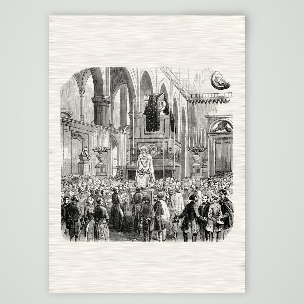 Florenz, Leichenfeier in Santa Croce – Stahlstich, Kunstdruck auf Leinenpapier