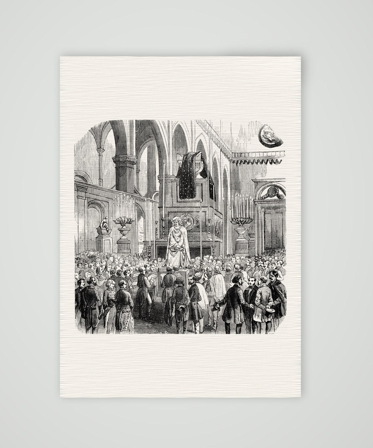 Florenz, Leichenfeier in Santa Croce – Stahlstich, Kunstdruck auf Leinenpapier