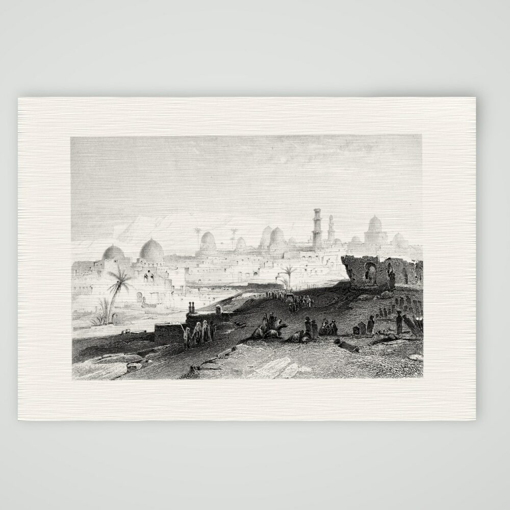 Kairo, die Gräberstadt – Stahlstich, Kunstdruck auf Leinenpapier