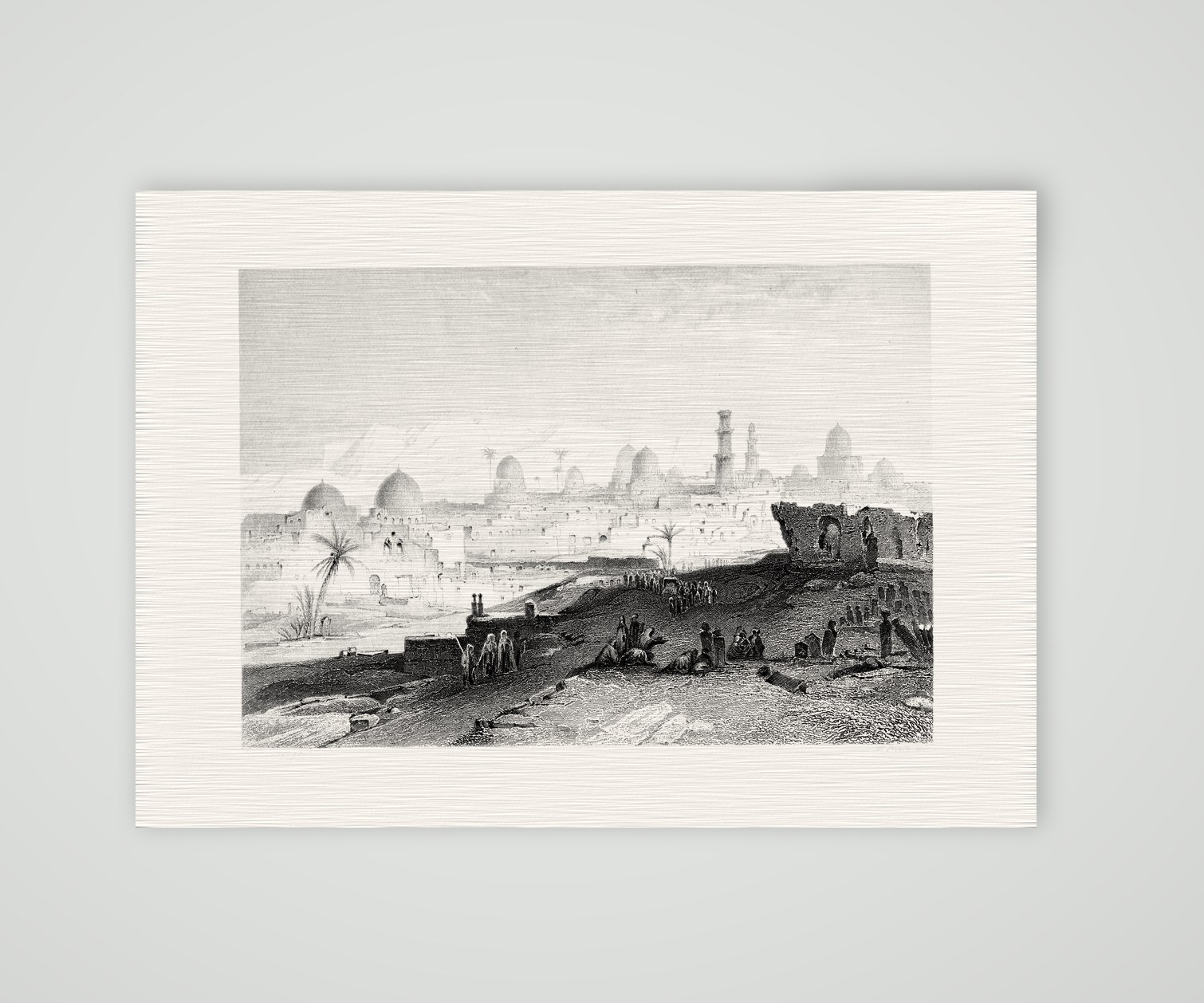 Kairo, die Gräberstadt – Stahlstich, Kunstdruck auf Leinenpapier