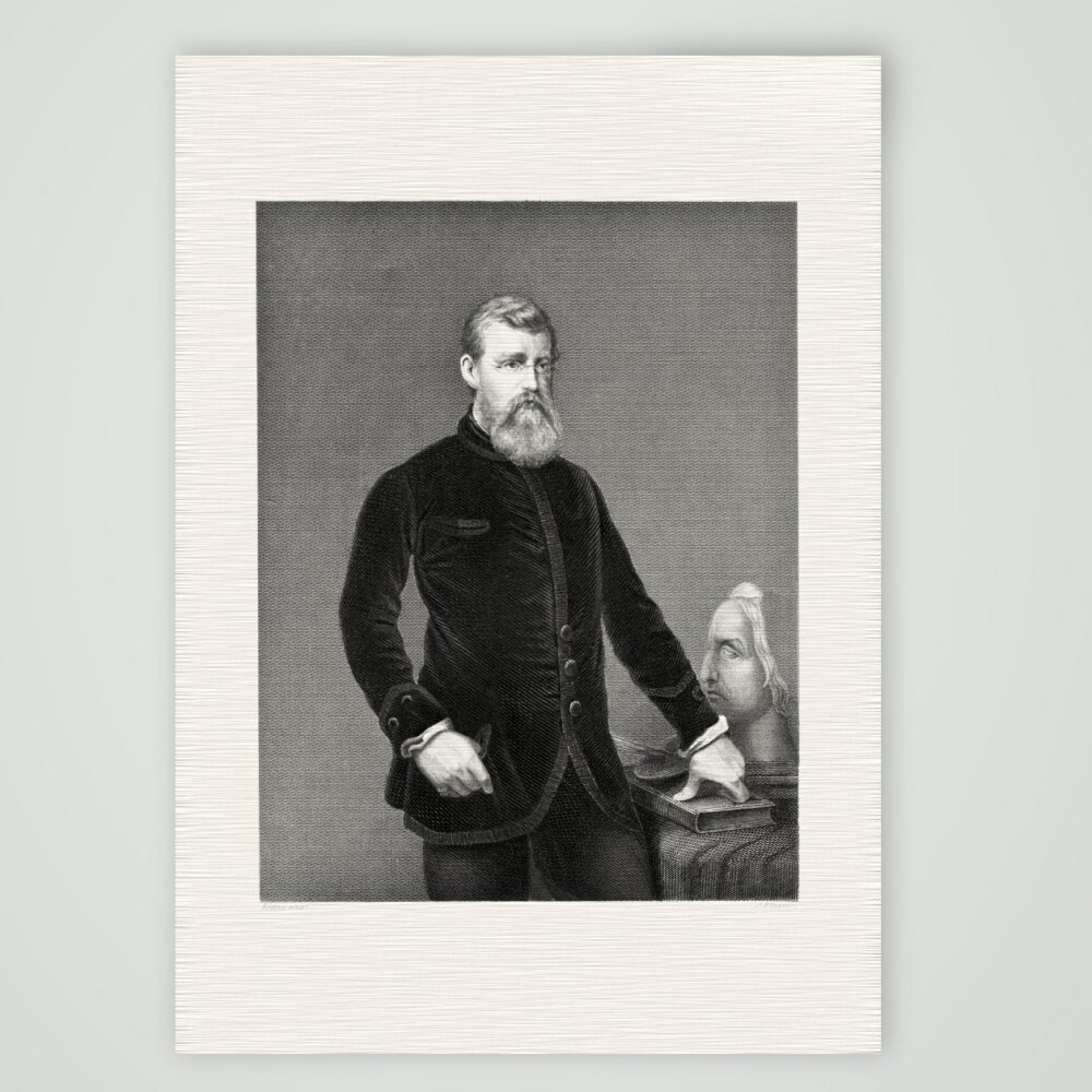 Emanuel Leutze, Maler – Stahlstich, Kunstdruck auf Leinenpapier