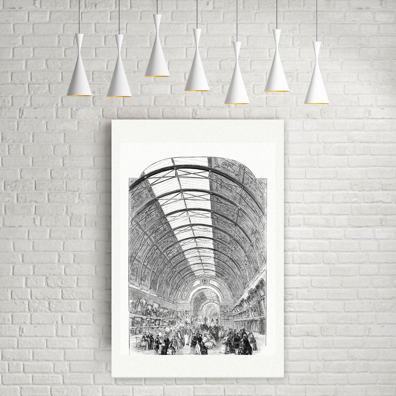 Manchester, Galerie des Ausstellungspalastes – Stahlstich, Leinwanddruck auf Holzkeilrahmen an der Wand