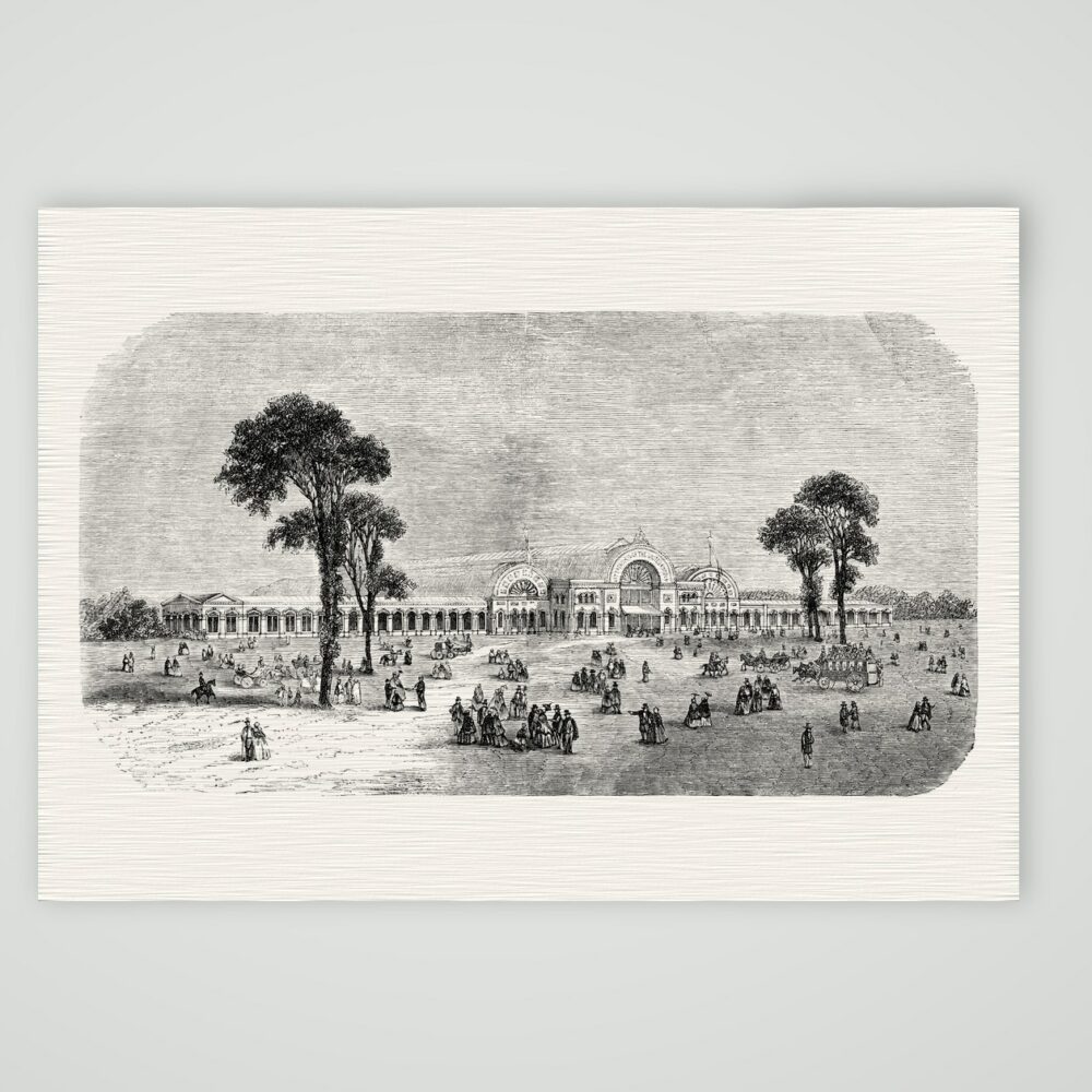 Manchester, der Ausstellungspalast – Stahlstich, Kunstdruck auf Leinenpapier